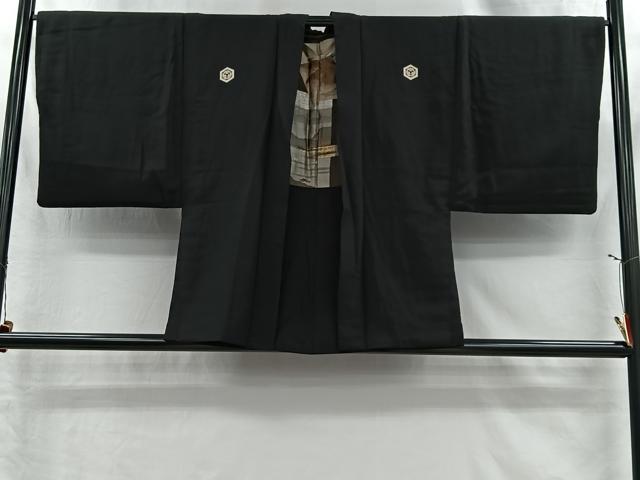 平和屋着物＃男性　羽織　黒紋付　正絹　逸品　CABI9319ua