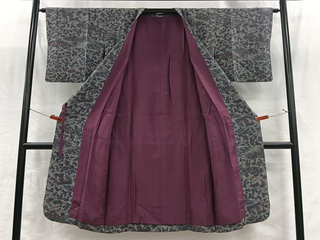 平和屋着物＃人間国宝　南部芳松　突彫り 道行コート　草花文　鬼しぼ縮緬　ショール付き　ロング丈　正絹　逸品　CABI9324ua