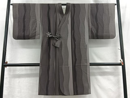 平和屋着物＃道中着　ろうけつ染　霞文　ロング丈　正絹　逸品　CABI9326ua