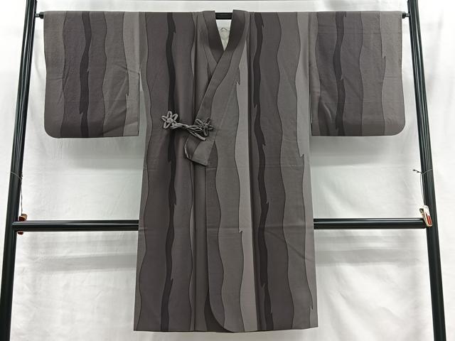 平和屋着物＃道中着　ろうけつ染　霞文　ロング丈　正絹　逸品　CABI9326ua