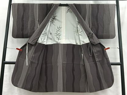 平和屋着物＃道中着　ろうけつ染　霞文　ロング丈　正絹　逸品　CABI9326ua