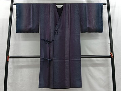 平和屋着物＃道中着　リバーシブル　霞文　暈し染め　ロング丈　正絹　逸品　CABI9328ua