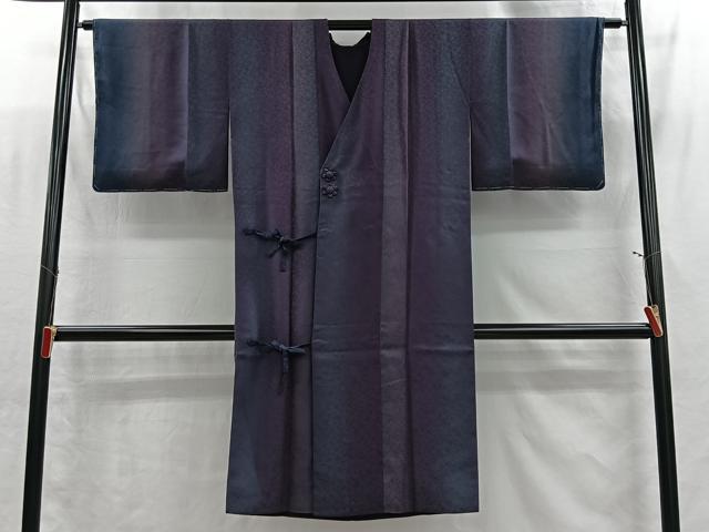 平和屋着物＃道中着　リバーシブル　霞文　暈し染め　ロング丈　正絹　逸品　CABI9328ua
