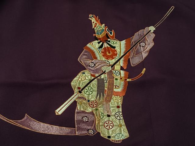 平和屋着物＃道行コート　総刺繍　駒刺繍　人物文　ロング丈　正絹　逸品　CABI9330ua