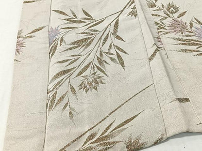 平和屋着物＃羽織　寿光織　草花文　金糸　正絹　逸品　CABI9334ua