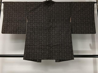 平和屋着物＃羽織　更紗花文　黒地　正絹　逸品　CABI9337ua