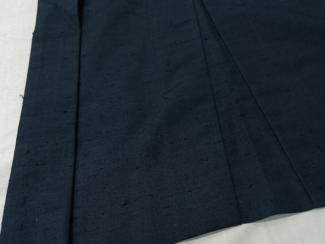 平和屋着物＃男性　長羽織　髭紬　鉄紺色　正絹　逸品　CABI9340ua