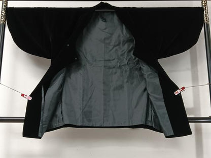 平和屋着物＃和装コート　ベロア　黒地　CABI9342ua