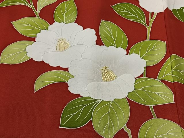 平和屋着物＃中国三大刺繍　羽織　相良刺繍　椿　正絹　逸品　未使用　CABI9343ua