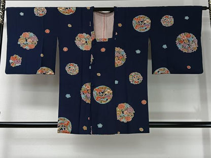 平和屋着物＃道行コート　花丸文　正絹　逸品　CABI9351ua