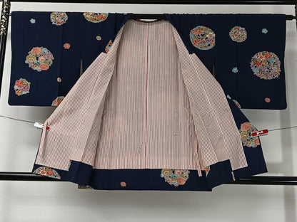 平和屋着物＃道行コート　花丸文　正絹　逸品　CABI9351ua