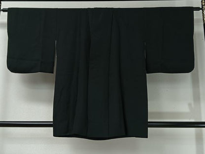 平和屋着物＃道中着　芝草地紋　黒地　正絹　逸品　CABI9357ua