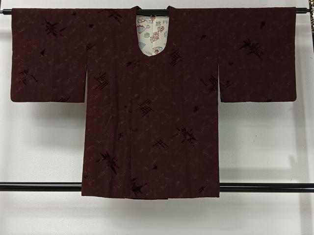 平和屋着物＃道行コート　輪奈ビロード　幾何学文　正絹　逸品　CABI9359ua