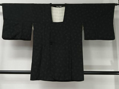 平和屋着物＃道行コート　舞花文　黒地　正絹　逸品　CABI9360ua
