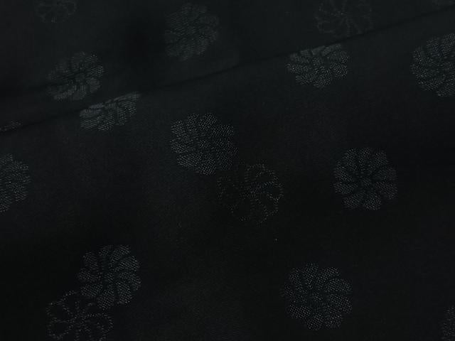 平和屋着物＃道行コート　舞花文　黒地　正絹　逸品　CABI9360ua
