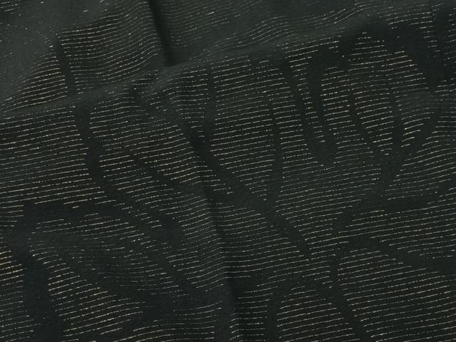 平和屋着物＃道行コート　舞葉文　黒地　金通し地　正絹　逸品　CABI9363ua