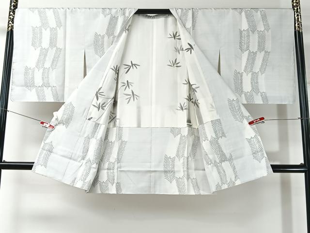 平和屋着物＃道行コート　本場大島紬　白大島　松葉文　ロング丈　正絹　逸品　未使用　CABI9364ua