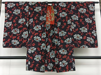 平和屋着物＃アンティーク　大正ロマン　長羽織　銘仙　舞花文　正絹　逸品　CABI9367ua