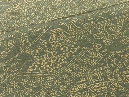 平和屋着物＃道中着　風景文　正絹　逸品　CABI9368ua