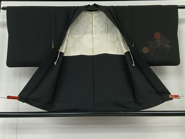 平和屋着物＃羽織　寿光織　舞花文　黒地　金銀糸　正絹　逸品　CABI9375ua