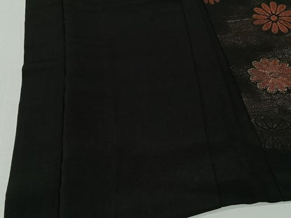 平和屋着物＃羽織　寿光織　舞花文　黒地　金銀糸　正絹　逸品　CABI9375ua