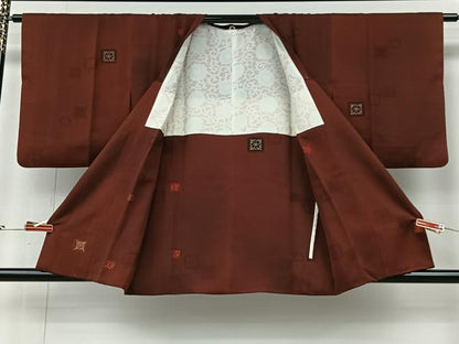 平和屋着物＃道行コート　地紋起こし　色紙花文　暈し染め　正絹　逸品　CABI9376ua