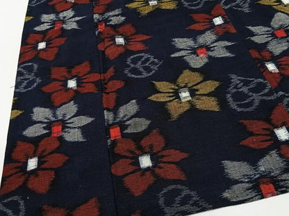 平和屋着物＃久留米絣　道中着　単衣　草花文　ロング丈　綿　逸品　CABI9381ua