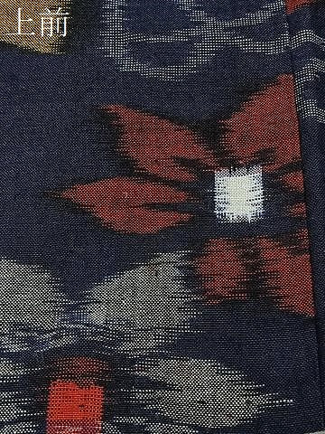 平和屋着物＃久留米絣　道中着　単衣　草花文　ロング丈　綿　逸品　CABI9381ua