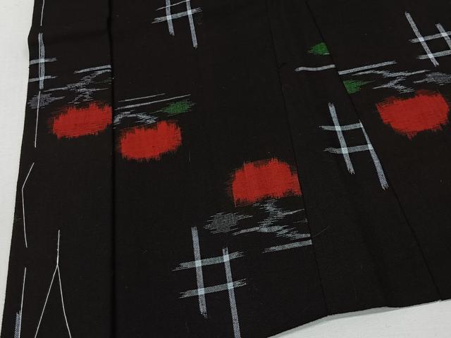平和屋着物＃久留米絣　羽織　成り物　黒地　綿　逸品　CABI9382ua