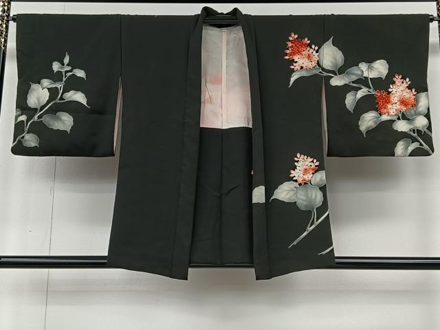 平和屋着物＃羽織　草花文　暈し染め　金彩　正絹　逸品　CABI9385ua