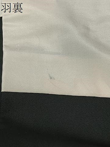 平和屋着物＃羽織　寿光織　流水草花文　黒地　金糸　正絹　逸品　CABI9398ua