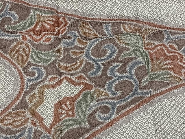 平和屋着物＃道行コート　総絞り　花唐草文　正絹　逸品　CABI9402ua