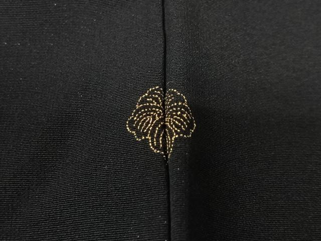 平和屋着物＃羽織　寿光織　草葉文　黒地　金銀糸　正絹　逸品　CABI9406ua