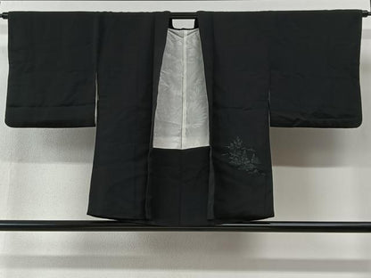 平和屋着物＃羽織　寿光織　風景文　黒地　金銀糸　正絹　逸品　CABI9407ua