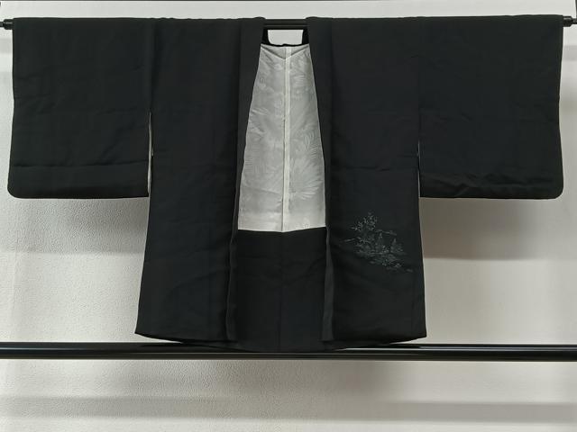 平和屋着物＃羽織　寿光織　風景文　黒地　金銀糸　正絹　逸品　CABI9407ua