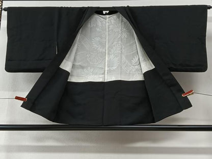 平和屋着物＃羽織　寿光織　風景文　黒地　金銀糸　正絹　逸品　CABI9407ua