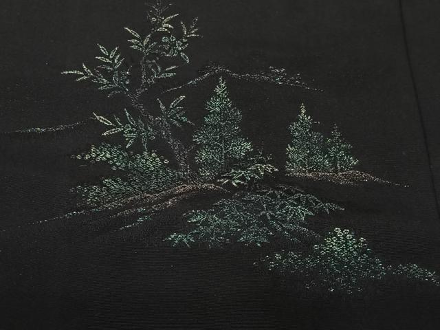 平和屋着物＃羽織　寿光織　風景文　黒地　金銀糸　正絹　逸品　CABI9407ua