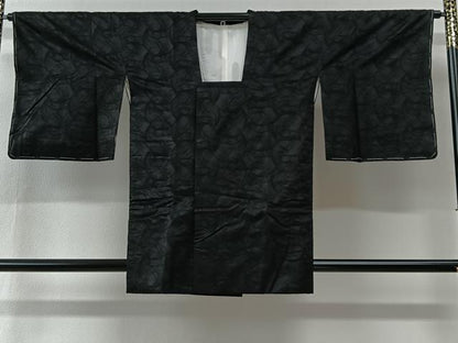 平和屋着物＃道中着　抽象文様　黒地　正絹　逸品　未使用　CABI9417ua