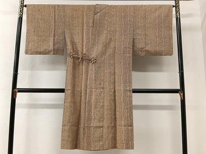 平和屋着物＃道中着　紬地　草花間道　ロング丈　正絹　逸品　CABI9419ua