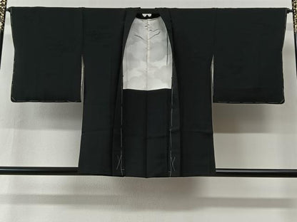 平和屋着物＃羽織　流水地紋　黒地　正絹　逸品　未使用　CABI9420ua
