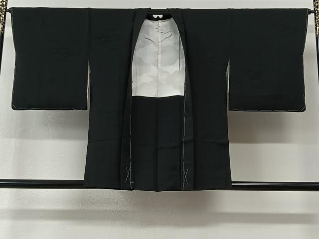 平和屋着物＃羽織　流水地紋　黒地　正絹　逸品　未使用　CABI9420ua
