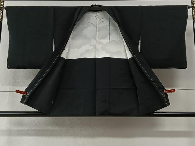 平和屋着物＃羽織　流水地紋　黒地　正絹　逸品　未使用　CABI9420ua