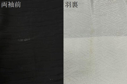 平和屋着物＃羽織　草花文　黒地　正絹　逸品　CABI9422ua