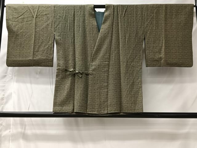 平和屋着物＃道中着　幾何学文様　正絹　逸品　CABI9433ua
