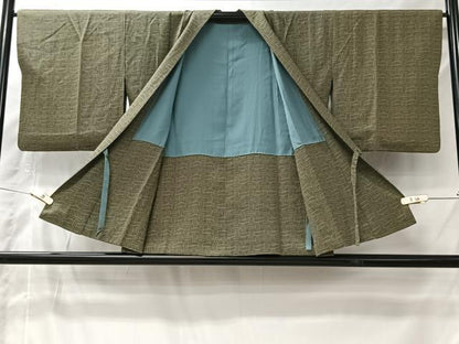 平和屋着物＃道中着　幾何学文様　正絹　逸品　CABI9433ua