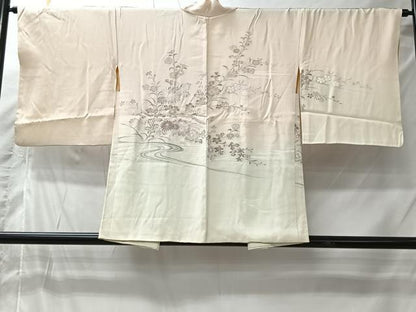 平和屋着物＃羽織　寿光織　流水草花文　暈し染め　金銀糸　正絹　逸品　CABI9435ua