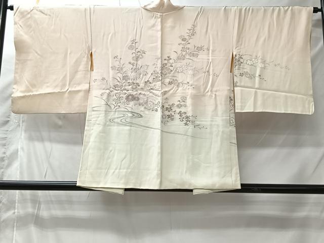 平和屋着物＃羽織　寿光織　流水草花文　暈し染め　金銀糸　正絹　逸品　CABI9435ua