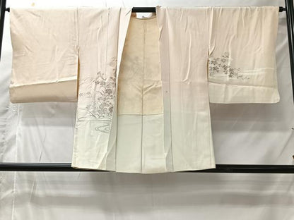 平和屋着物＃羽織　寿光織　流水草花文　暈し染め　金銀糸　正絹　逸品　CABI9435ua