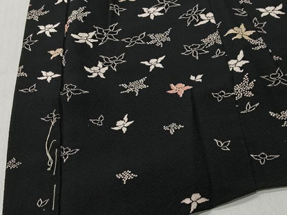 平和屋着物＃羽織　舞花文　黒地　正絹　逸品　CABI9441ua