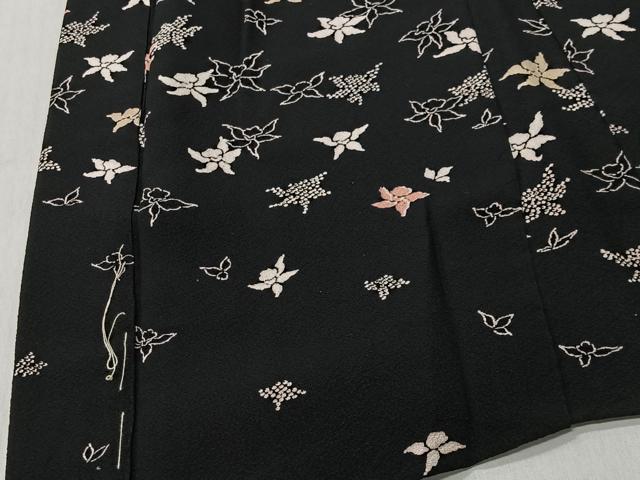 平和屋着物＃羽織　舞花文　黒地　正絹　逸品　CABI9441ua